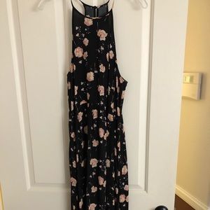 Black Floral Silk Dress